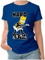 Женская футболка «HARD ROCK, барт, музыка, гитара, симпсоны» (S, белый)