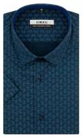 Рубашка мужская короткий рукав GREG 223/201/9152/Z/1p, Полуприталенный силуэт / Regular fit, цвет Синий, рост 174-184, размер ворота 42