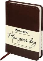 Ежедневник планинг датированный блокнот недатированный малого формата А6 100х150мм 160 листов, Brauberg Imperial, под гладкую кожу, коричневый