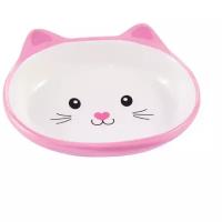 КерамикАрт миска керамическая для кошек 160 мл Мордочка кошки розовая 1/10 арт 211215