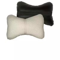 Комплект автомобильных подушек под шею (экокожа, белый, черный, 2 штуки)