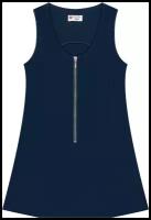 Сарафан с молнией синий Button Blue для девочек, размер 140, модель 222BBGS50021000