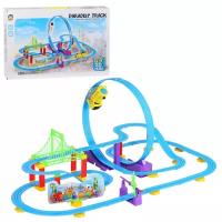 Игровой набор детский Трек на батарейках, трасса с петлей и мостом, паровоз, в/к 46*6*30 см
