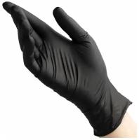 Перчатки нитриловые черные Paclan размер L 50 шт суперэластичные текстурированные без пудры