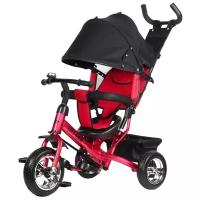 Велосипед детский трехколесный City-Ride, колеса пластиковые 10/8, поворотное сиденье, колясочная крыша с окошком, регулируемая спинка, звонок, тормоз задних колес, велосипед для детей, для малышей, с родительской ручкой, бампер ,багажник, цвет красный