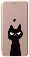 Чехол-книжка на Apple iPhone SE / 5s / 5 / Эпл Айфон 5 / 5с / СЕ с 3D принтом "Disgruntled Cat" золотистый