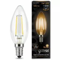 Лампа светодиодная gauss, LED Filament Candle 103801107 E14, C35, 7Вт, 2700К