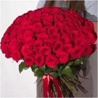 Роскошный букет из 101 красной розы. Букет 158 ALMOND ROSES