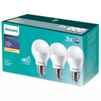 Упаковка светодиодных ламп 3 шт Philips Essential LED 9-80W 8718696822128 E27, A55, 9Вт, 3000К