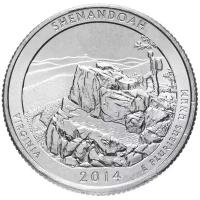 Монета Банк США Национальный парк Шенандоа (22-й парк) 1/4 доллара (25 центов, квотер) 2014 года