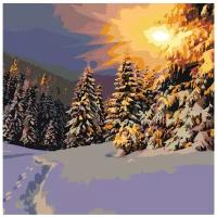 Зимний закат Раскраска по номерам на холсте Живопись по номерам Z5373 40х40