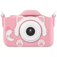 Фотоаппарат GSMIN Fun Camera Kitty с фронтальной селфи камерой и развивающей игрушкой для детей розовый