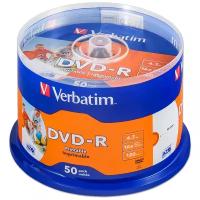 Диск DVD-R Verbatim 4,7Gb 16x Printable cake 50