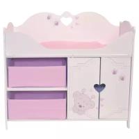 PAREMO Кроватка-шкаф для кукол Рони, Стиль 1 (PRT220-01) белый/розовый