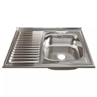Накладная кухонная мойка 60 см, Mixline ML 528181, нержавеющая сталь/глянец