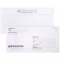 Конверт почтовый бумажный белый "E65" формата 110х220 мм, комплект/набор из 100 штук, Brauberg, внутренняя запечатка, отрывная лента, 112195