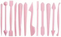 Набор стеков Dine Trin лопатки для лепки, моделирования пластилином, полимерной глиной, пластикой. 12 шт розовые