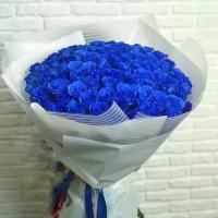 Букет Живых Синих Роз, 60 см., 101 шт