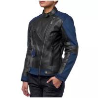 Куртка кожаная MOTEQ Teacher Jeans, женский, черный/синий, размер L