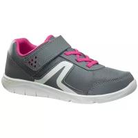 Детские кроссовки для активной ходьбы PW 100 серо-розовые, размер: 37, цвет: Каменный Серый/Пурпурно-Розовый/Белоснежный NEWFEEL Х Декатлон