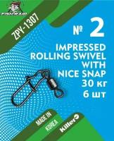 Вертлюг с застежкой Rolling swivel with nice snap №2 6 шт 30 кг Корея