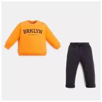 Комплект: джемпер и брюки Крошка Я "NY", рост 80-86 см, цвет оранжевый/чёрный