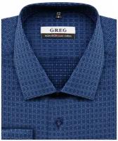 Рубашка мужская длинный рукав GREG 245/231/4077/Z/1p, Полуприталенный силуэт / Regular fit, цвет Синий, рост 174-184, размер ворота 43