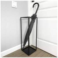 Подставка для зонтов напольная в прихожую черного цвета Зонтница Loft из металла, высота стойки 60 см