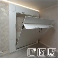 Подъемная кровать \ шкаф кровать с колонной и антресолью модель 4
