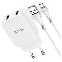 СЗУ, 2 USB 2.1A 10.5W (N7), HOCO, Micro, Умная зарядка, белый