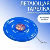 Игрушка для подвижных игр, летающая тарелка фрисби, пластик, синяя, 23 см, 1 шт