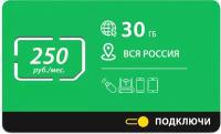 Безлимитный интернет - 30 Гб по всей России за 250 руб./мес. 4G, LTE для смартфона, планшета, модема и роутера