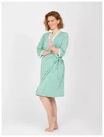 Комплект женский Lilians, сорочка, халат, для беременных и кормящих, зеленый, мятный, размер 48