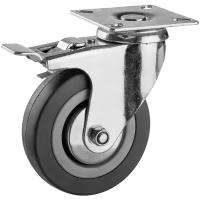 Поворотное колесо с тормозом ЗУБР резина/полипропилен d=100 мм г/п 65 кг 30956-100-B