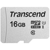 Карта памяти Transcend TS16GUSD300S-A 16 ГБ, скорость чтения 95 МБ/с, скорость записи 10 МБ/с, адаптер на SD