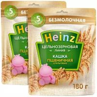 Каша Heinz безмолочная цельнозерновая пшеничная, с 5 месяцев, 180 г, 2 шт