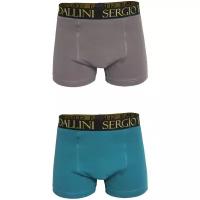 Трусы-Боксеры для мальчиков SERGIO DALLINI 2 шт. в фирменной упаковке SD600-6-104 темно-серый/ бирюзовый