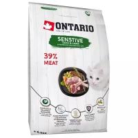Сухой корм для кошек Ontario при чувствительном пищеварении, с уткой, с ягненком