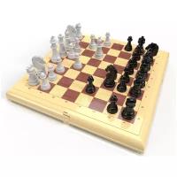 Игра настольная "Шашки-Шахматы-Нарды" (бол, беж) блистер