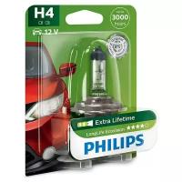 Лампа автомобильная галогенная Philips LongLife EcoVision 12342LLECOB1 H4 60/55W 1 шт.