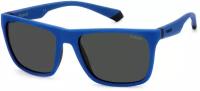 Солнцезащитные очки Polaroid, прямоугольные, оправа: пластик, поляризационные, голубой