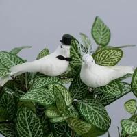 Набор птичек для декора и флористики, на прищепке, пластиковая, белый, 2 шт, 13 х 3 х 3 см