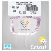Линза для очков ESSILOR Orma Thin Crizal Prevencia Cyl , 1.50, d 70 мм, +2.25, CYL +0.25, прозрачный