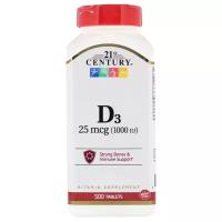 Витамин D 21st Century Vitamin D-3 25 мкг (1000 IU) 500 таблеток