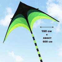 Воздушный змей Скайтика "Зелёная стрела 1,6м + 5 метров хвост"