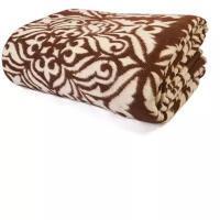 Одеяло байковое (100% хлопок) коричневое с узором 170х205