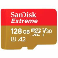 Карта памяти SanDisk Extreme microSDXC 128 ГБ Class 10, V30, A2, UHS Class 3, R/W 190/90 МБ/с