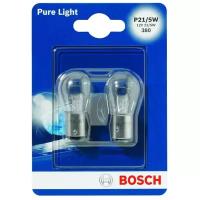 Лампа автомобильная накаливания Bosch Pure Light 1987301016 P21/5W 12V 21/5W BAY15d 2 шт