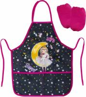 Фартук школьный детский для рисования для уроков труда и занятий творчеством Brauberg Kids, 45x54 см, 1 карман, Moon Girl, 271637