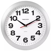Часы настенные кварцевые Тройка 11170100 белый/серебристый